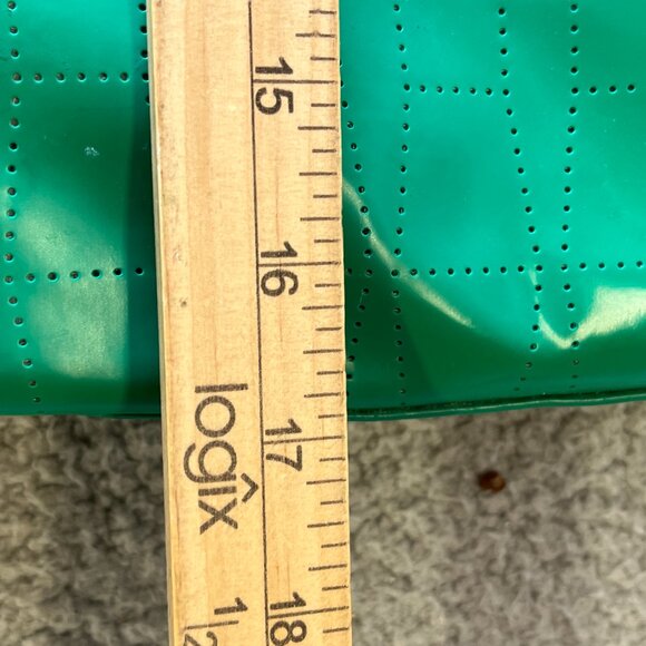 Kate Spade Tote Womens Green Patent Perforated Shoulder Bag Double Handles - Picture 11 of 15